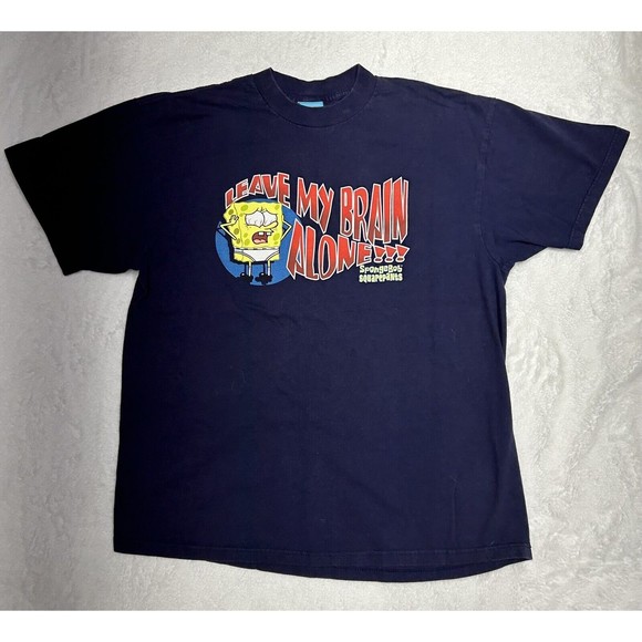 Vintage Spongebob Squarepants Navy Blue Faded T-Shirt 2001 Men's Size XL - Picture 1 of 9
